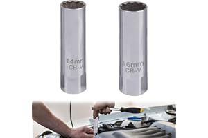 HANIUTTY Zündkerzenschlüssel 2 Stück Zündkerzenschlüssel 16mm Zündkerzenschlüssel 14mm Extra Dünnwandige Zündkerzen für Die Autoreparatur Zündkerzenschlüssel Set(14mm+16mm)