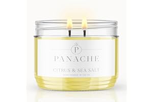 ZAN VILLAGE HOMEWARE Panache Double Wicked Scented Candles | Citrus & Sea Salt | 320 gram Jar Candle | Natural Soy Wax | 48 Hours Burn | Great Gift Set for Women