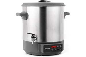 KLARSTEIN Lady Marmalade - Pastorizzatore, Dispenser per Bevande Calde, 27 L, 1800 Watt, 30-100 °C, Timer, Funzione Mantenimento Calore, Protezione Ssurriscaldamento, Acciaio Inox Spazzolato