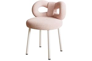 cadciehe Vanity Stool with Bowknot Backrest Living Room Desk Chair with Back for Women Girls Bedroom Makeup Chair Adjustable Foot Pads Armless Dressing Chair Side Table Seat Pink