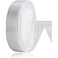 OWill White Satin Ribbon, Double Sided Polyester 20mm X 22m(24 Yards) Gift Wrapping Ribbon for Cake Decoration, DIY Sewing Project, Party Balloon & Hair Bows Decoration