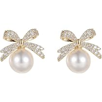 Bow Earrings For Women Trendy Stuff Christmas Earrings Gifts Pearl Bow Earring Jewelry Wedding 964651