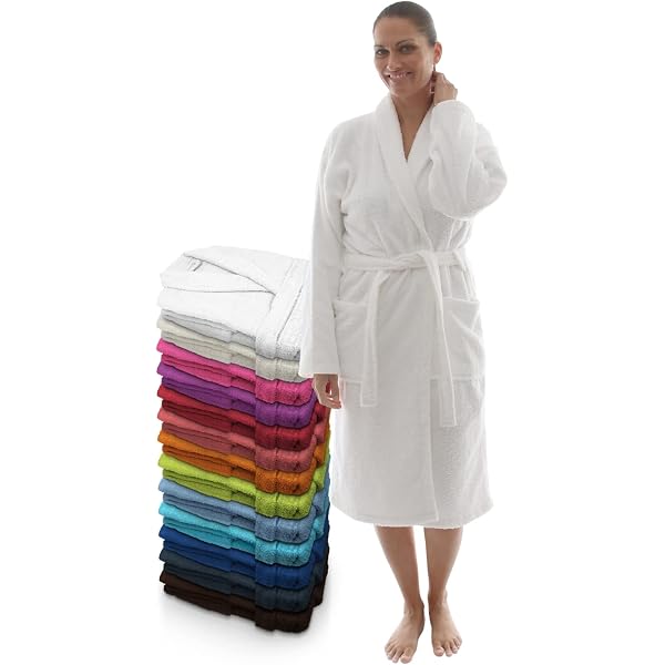 Peignoir De Bain Femme 100% Coton – Capuche, Ceinture Et Poches – Certifié OEKO-TEX – Blanc – Doux, Absorbant Et Confortable