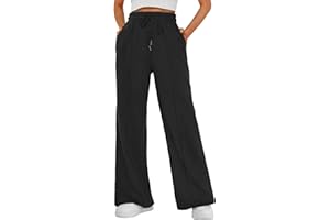 Yutdeng Pantalones Anchos Mujer Jogger Pantalón Chándal con Bolsillos Cordón Cintura Elasticos Casual Frescos Palazzo Pantalon Ancho Mujer Largo Deporte Yoga Correr Pijama Comodos