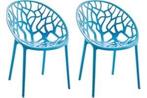 ‎CLP CLP 2er Set Gartenstühle Hope Kunststoff I Stapelstühle wetterfest und UV-beständig I Outdoorstühle pflegeleicht I Sessel für draußen, Farbe:blau