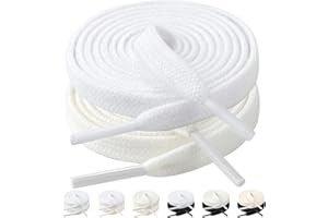 Stepace 2 Paires Lacets Plats Premium 100% Coton - Épaisseur 8 mm - Lacets Chaussures de remplacement pour Baskets Sneakers