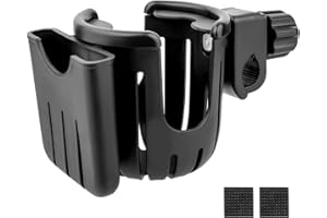 GAOMOENY Portavasos para Cochecito, Portavasos Carrito Bebe de 360 Grados con Soporte para Teléfono Móvil, Portabotellas Silla de Paseo Universal para Bicicleta, Coche y Silla de Ruedas Accesorios