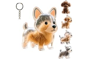Generisch Dog Hair Collector Keychain Charm Memorial Storage Box, Pet Hair Keepsake, Dog Shape Pet Hair Memorial Bottle, Transparent Cute Keychain
