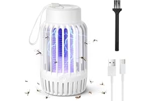URAQT Elektryczny środek przeciw komarom, 2 w 1 USB do ponownego ładowania, lampa przeciw komarom ze światłem UV, lampa na komary na zewnątrz wewnątrz oświetlenie LED, do kuchni, sypialni, biura