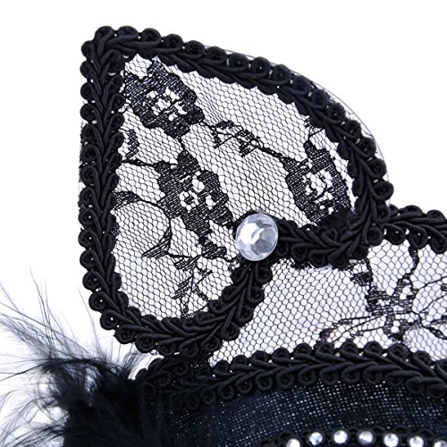 Venetian Maskerade Maske Damen Black Glitter Fancy Cat Spitze Maske - 6