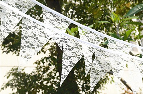 Musuntas 2.3m Lace Leinen Vintage Bunting Gewebe-Fahne Shabby Chic Dreieck Wimpel Girlanden Hochzeits Geburtstags Party Dekoration - 3