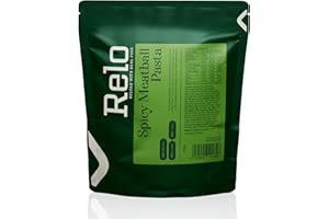 Relo Spicy Meatball Pasta | 350g Ready-to-Eat Survival Food Pouches | Camping Food Pouches with High-Protein (38g), High-Fibre, Low-Fat, Low-Sugar, Low-Cal, Low-Carb, Keto-Friendly (1 Pack)