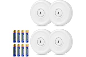FUERS Rilevatore Perdite Acqua 4 Pezzi Sensore Acqua con Batteria 100dB Sensore Perdita Acqua Kit per Sistema di Allarme e Domotica Casa Intelligente, Rilevatore Acqua per Cucina Bagno lavanderie (No WiFi)