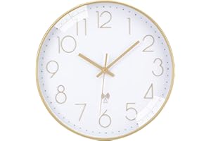 VIVILINEN Zegar sterowany radiowo, bezgłośny, bez odgłosów tykania, nowoczesny zegar ścienny, bezgłośny, nietykający, do salonu, sypialni, biura, kuchni, 30 x 30 cm