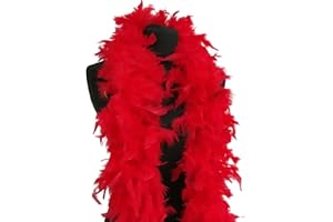 Pohotobooth Props Ltd Luxury Red Feather Boa – 80g 180cm Soft Fluffy Fancy Dress Accessory for Christmas Costumes, Showgirl Looks, Hen Nights, Gatsby Parties & Events