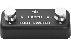 summina Doppel-Fußschalter Pedal Dual-Footswitch Pedal 2-Fußschalter Pedal mit Sperrfunktion LED-Anzeige 6.35mm Stereo-Eingang Plug-and-Play für Lautsprecher-Effekte