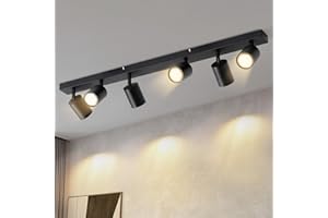 LICHTMALER Lampa Sufitowa Nowoczesna Czarnym - Sufitowy Reflektor LED Obrotowy GU10 - Sufitowa Scienna Spot 6 Płomień do Kuchni Sypialni Salonu, bez Zarówek