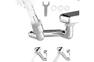 Lotbun Wasserhahn Verlängerung, 1440 Grad Universeller Drehbarer Multifunktionaler Verlängerungshahn 2 Modi Wasserfilter, Wasserhahn Aufsatz für Bad/Küche, Faucet Extender chrom M20 M22 M24 (silbrig)