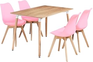 P&N Homewares® Lorenzo Dining Set (Wood Table, Pink Chairs) | Dining Room | Furniture | Dining Chairs