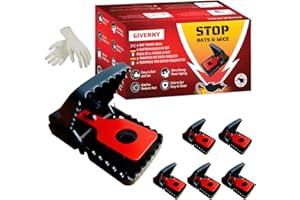Trampa para Ratas GIVERNY XL (Paquete de 6): Trampas de presión extragrandes y Resistentes para Ratones y Ratas, Reutilizables, potentes, de eliminación instantánea, para Interiores y Exteriores.