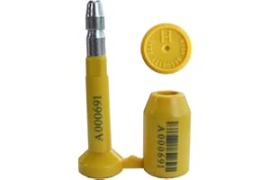 TAMPERSEALS GROUP 10pcs ISO and C-TPAT Certified High Security Bolt Seals for Container, Truck, Railway, and Trailer (Yellow, Unique Barcode, Model HSS 007 – TamperSeals)