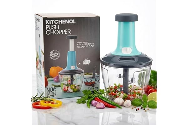 Chopper for Kitchen Use 1100 ML, Push Chopper with 5 Blades, Vegetable Chopper Kitchen Items for Home Cutting Vegetables, Onion, Ginger, Garlic, Salad, Tomato, Potato (Multicolour)