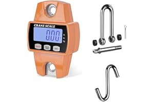 Qumox Balance Numérique Suspendue 300 kg – Mini Grue Portable avec Crochets, Écran LCD, Haute Précision, Balance de Pêche, Ferme, Chasse, Extérieur