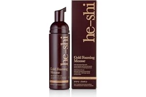 ‎HE-SHI He-Shi Gold Foaming Mousse Instant Self-Tanning Foam - Kein Geruch von künstlicher Bräune - Formel für schnelles Trocknen ohne Streifen - Natürliche vegane Bräune - Künstliche Bräune für Körper und Gesicht (150 ml)