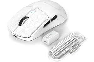 EWEADN x ATTACK SHARK R6 LIGHTSPEED Bezprzewodowa Mysz do Gier, Ultralekka Konstrukcja 39G, HyperSpeed z 8K Hz, Czujnik PAW3950, Nordic52840, 42K DPI do Gier e-Sportowych, Myszy Tri-Mode - WhitePro