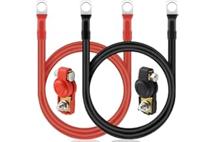 YYWEi 2 Stück Auto Batteriekabel Autobatterie Kabel 70cm 16mm² Kupfer Stromkabel 6AWG 12V mit Ringklemmen Kupferdraht Auto Batterie Kabel Rot und Schwarz + 1 Paar Batterieschalter (6AWG)