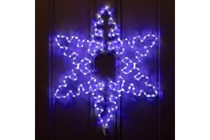 Garden Mile Large Snowflake Christmas Window Light - Bright White LED Rope Light for Indoor and Outdoor Christmas Decorations Mains Operated Xmas Lights