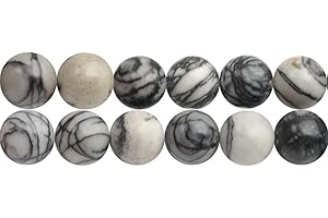 SKYBEADS Perles Pierre Naturelles pour Bijoux Noir Veiné Jaspe Picasso 8mm Longueur 38-40cm Environ 46 Pcs