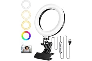 CLUHERTVY 2024 Ringlicht Handy Ringleuchte mit Clip 6.3 Inch,Color Temperature Range 3000K-6500K，YouTube-Videoaufnahme, Konferenzen, Lesen, Make-up/Fotografie Kompatibel, USB,Tiktok