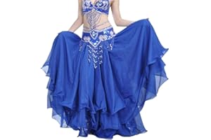 Hoerev Gonna in mussola di seta per danza del ventre, maxi gonna a più strati