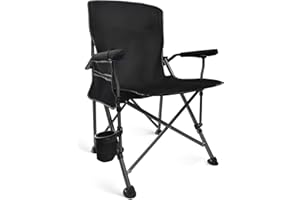 HOUSLUX Sedia da campeggio ultra grande, comoda sedia da campeggio pieghevole con schienale alto e portata 200 kg, ideale per campeggio, giardino e pesca (nero)