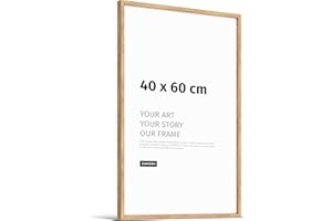 JUNOMI® Cadre Photo Premium en Chêne 40 x 60 cm | Cadre en Bois Véritable de 40 x 60 cm en Chêne avec Verre Acrylique Incassable | Cadre en Chêne