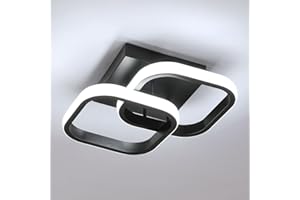 Osairous Plafoniera LED Soffitto Moderna, 22W Lampadario LED Soffitto Nera 2550LM, Lampada da Soffitto Quadrata per Camera da Letto Soggiorno Cucina Studio, Bianca Fredda 6500K, 29CM