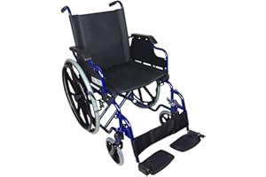 Mobiclinic, modelo Giralda, Silla de ruedas para minusválidos, premium, plegable, ortopédica, reposapiés, reposabrazos, color Azul y Negro, asiento 43 cm, ultraligera