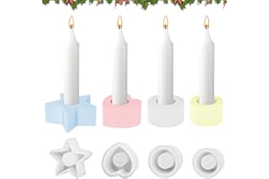 Ambesty Moule en Silicone bougeoir Moule, Lot de 4 Moules en Silicone pour Bougies Chauffe-Plat, Moule en Silicone pour Bougeoirs en Béton Chandelier, Porte-Bougie en Plâtre