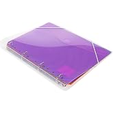 Grafoplas - Ring binder, A4, with 6 envelopes of 11 multi-coloured holes, transparent cover with stripes, elastic rubber clos