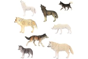 CestMall Wolf Toys Figures 8Pcs, Animal Toys Wolf Figurines Zoo Pack, Figuras realistas Dibujadas a Mano, Colección y exhibiciones geniales Edades de 3 4 5 Niños y niñas Niños