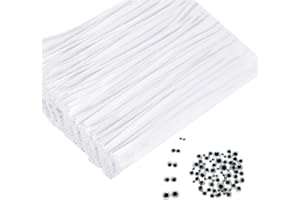 LGIFUTMAX Pfeifenreiniger Weiß,450 Stück 300 Pfeifenputzer zum Basteln Chenilledraht 30cm,150 Selbstklebende Wackelaugen,Pipe Cleaner für DIY Projekte und Basteldeko für Kinder