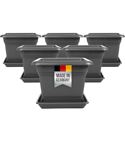 Dessous De Pots Noir Terraced - Soucoupes Pour Pots De Fleurs Noires Diamètre 27 Cm - Fabriqué En Allemagne Soucoupe 27cm Recyclé