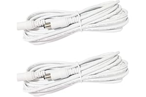 LitaElek 2pcs 2,5m Cable Extensión DC 12V Cable Alargador Adaptador 5.5mm x 2.1mm Enchufar Jack DC 0-36V Macho a Hembra para Monitor Coche, Cámara CCTV, Tira LED, LED Strip, etc., Blanco