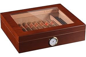 ‎VOLENX Volenx Humidor, Handgefertigter Humidor Zigarren, Zigarrenetui mit Humidor Befeuchter und Hygrometer, für 15-30 Zigarren, Vatertagsgeschenk für Papa (Keine Zigarren)