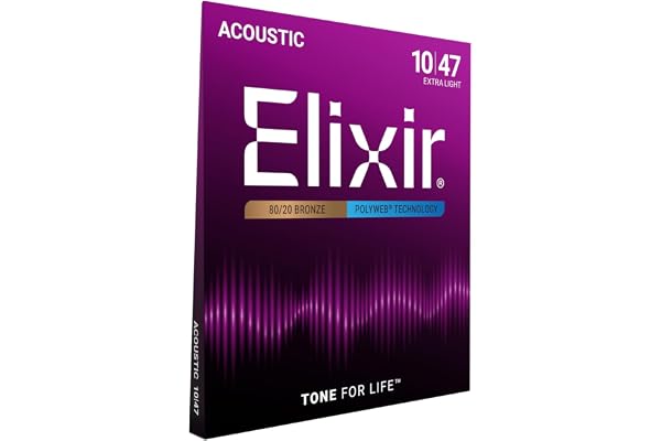 Cordes Elixir® en Bronze 80/20 pour guitare acoustique avec revêtement POLYWEB®, Extra Light (.010-.047)
