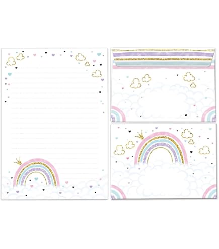 10 Farbenfrohe Briefumschläge DIN Lang Mit Regenbogen-Motiv - Komplett Bedruckt, Mit Haftklebe, Made In Germany