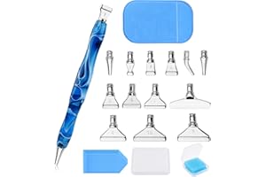 GUKASXI Kit di 13 penne per pittura a diamante, punte in acciaio inox con 6 argille, punta in metallo per pittura a diamante, artigianato con diamanti e nail art, strumenti 5D per pittura fai da te (blu)