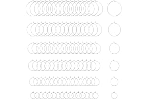 UNICRAFTALE 60 pcs 6 tamaños 15/20/25/30/35/40mm Acero inoxidable 316L de Copa de Vino Pendientes de Aro para pendientes Componentes de Alambres Hipoalergénicos Hallazgos de Encantos de Encantos