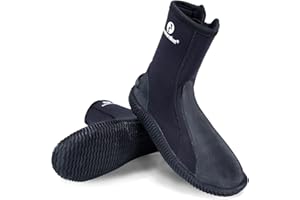 Two Bare Feet 5mm Neoprene Unisex Wetsuit Boots | Insulated for Diving, Snorkeling & Surfing | Non-Slip Sole, Flexible & Comfortable Design for Water Sports